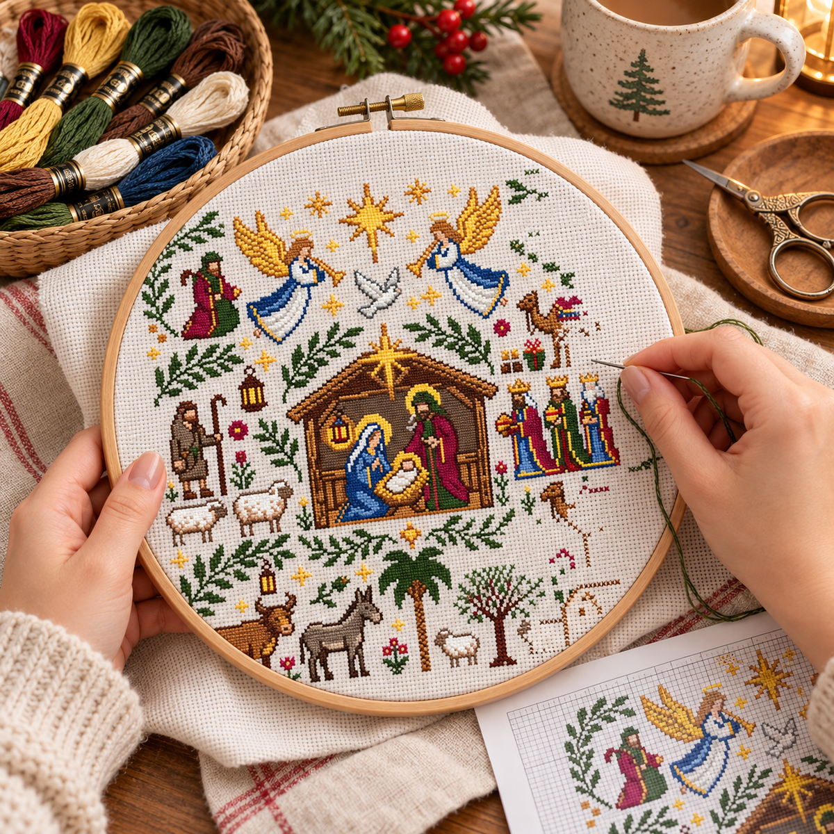 ✨ Ready to Stitch the First Christmas? 🪡 2026 Nativity Cross Stitch Kit – A Handmade Keepsake of Faith & Love!