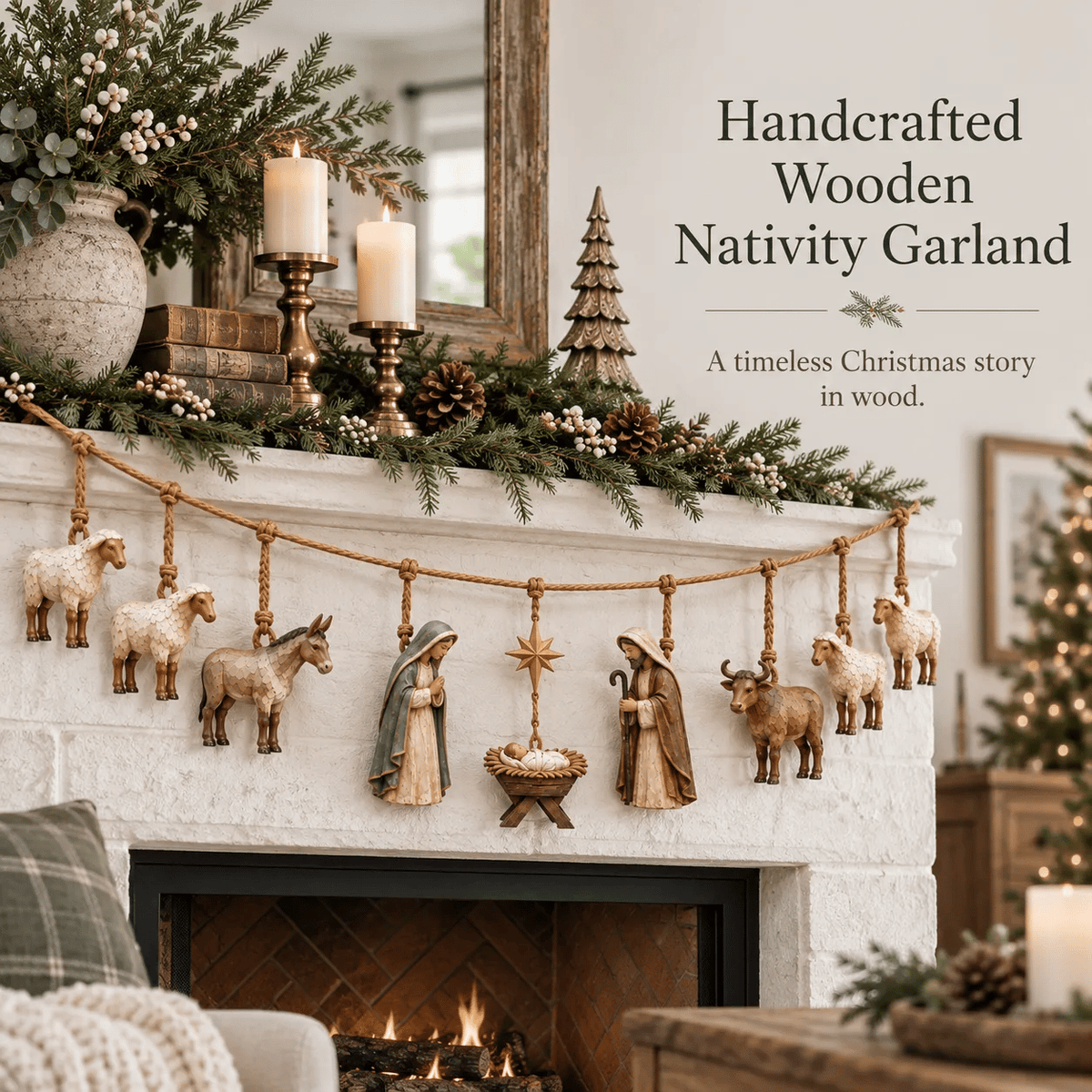 Handcrafted Wooden Nativity Garland