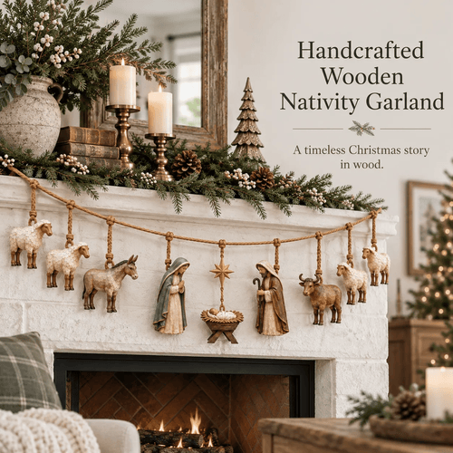 Handcrafted Wooden Nativity Garland