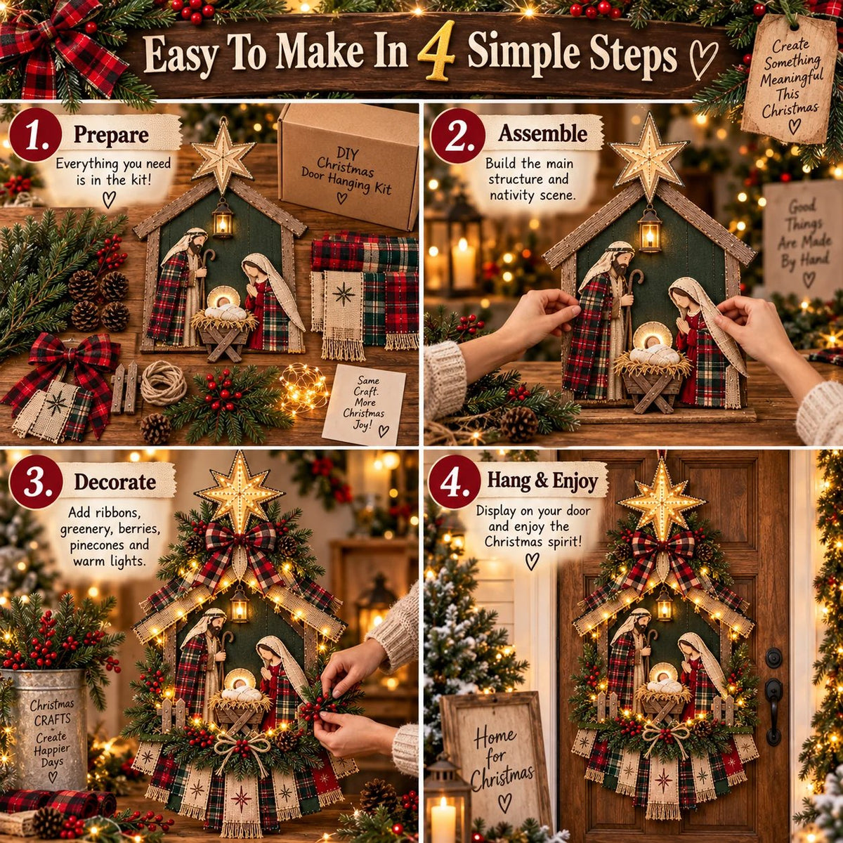 💯⏳ 50% OFF – DIY Lighted Christmas Nativity Scene Door Hanging Kit 🎄