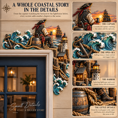 🏴‍☠️ Pirate's Cove Doorway Corner Decor - Nautical Ocean & Lighthouse Accent