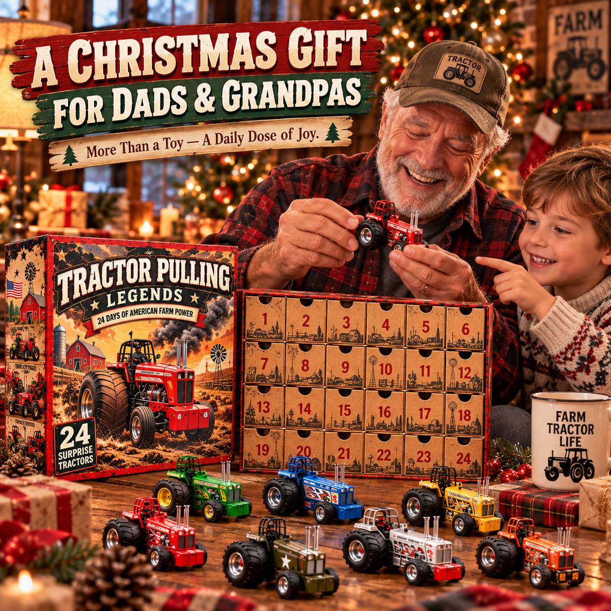 🚜 Tractor Pulling Legends Advent Calendar 2026 🎄 – 24 Unique Mini Tractors, The Perfect Christmas Gift for Dads & Grandpas