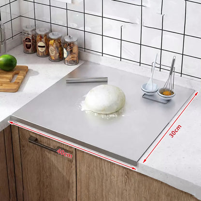 🔪 Tired of Cutting Boards That Slide? ✨ – Anti-Slip Stainless Steel Cutting Board with Edge-Lock Design