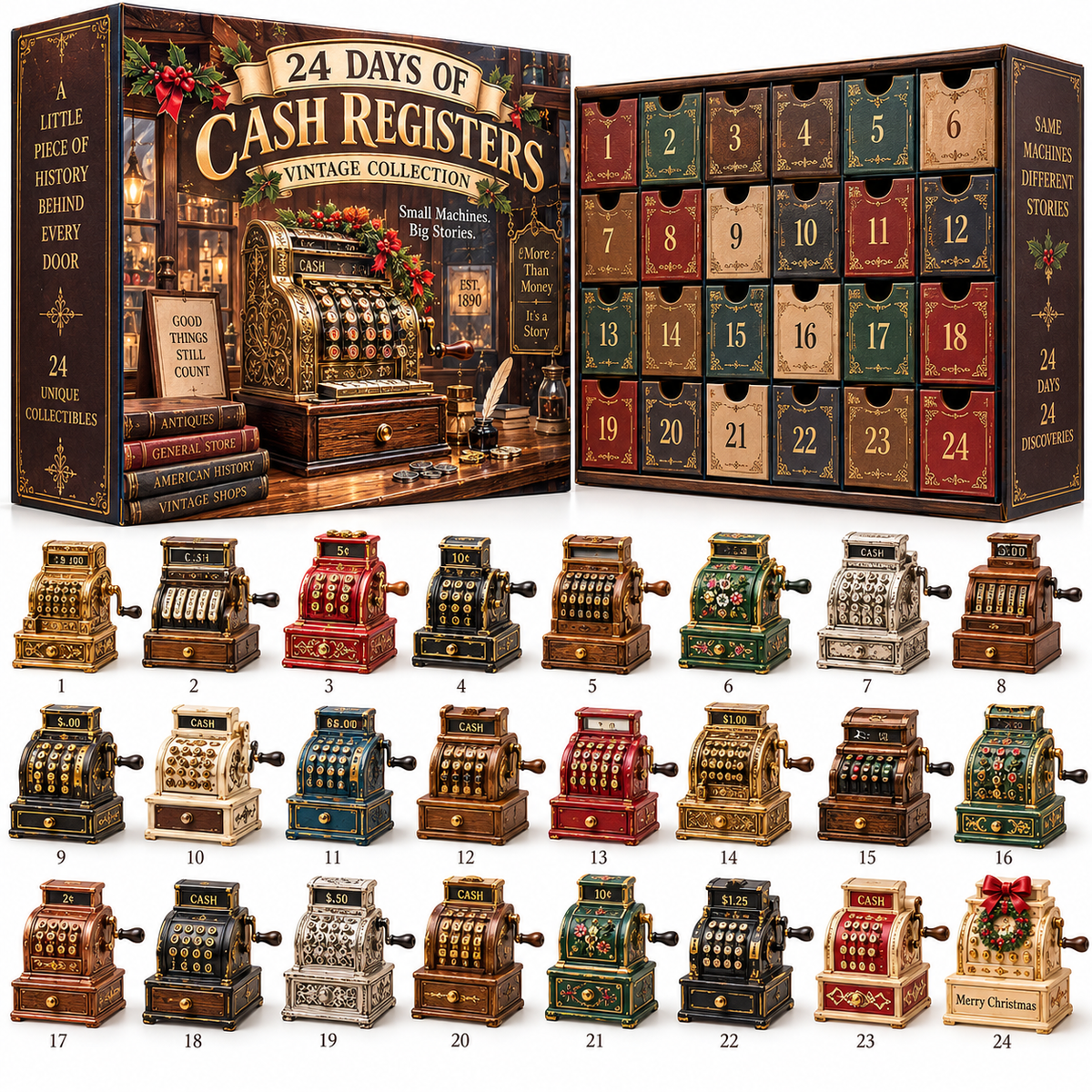 🔥 Ready to Step Back in Time?! 🏪 2026 Vintage Cash Registers – 24 Days of Nostalgia!