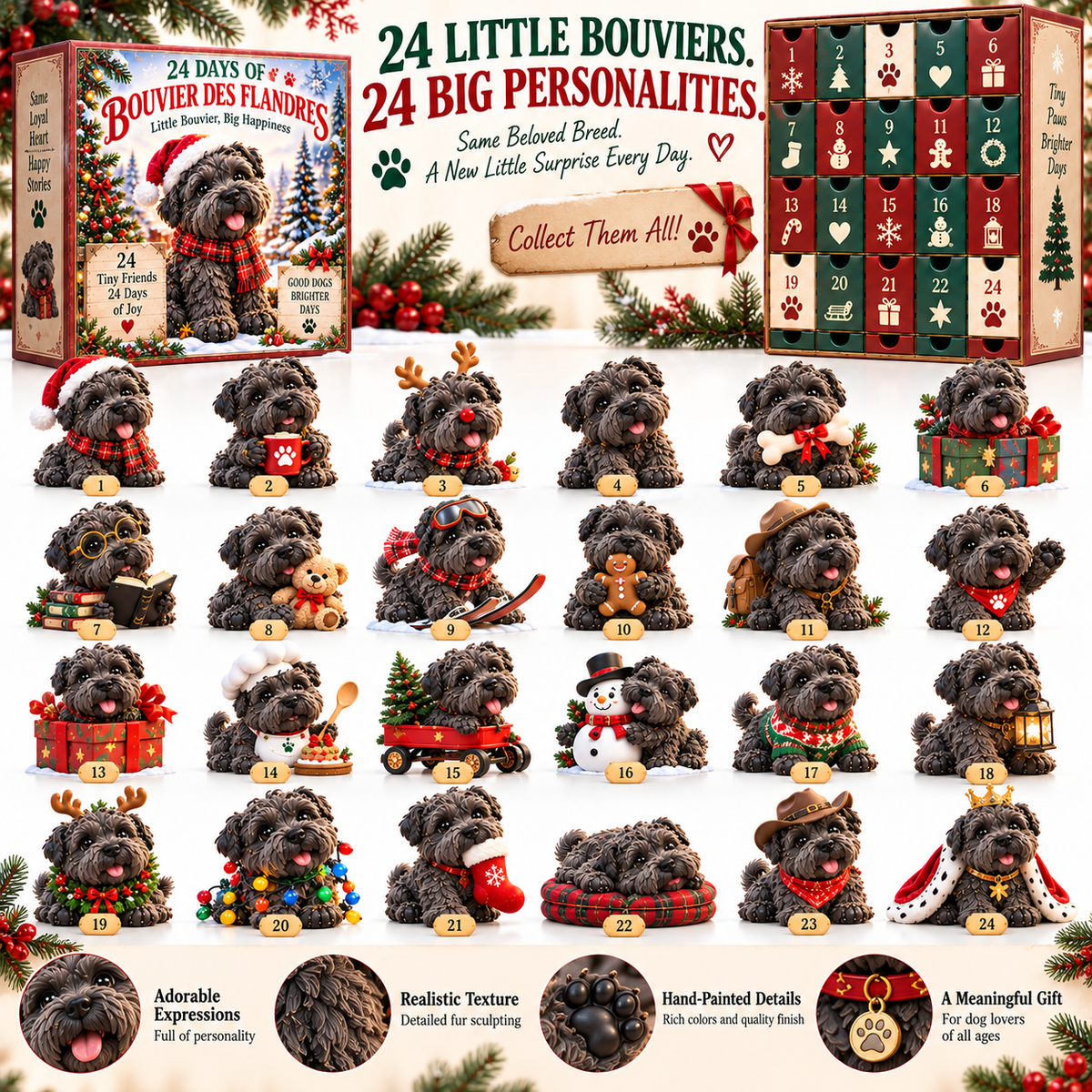 🔥 Ready for 24 Days of Puppy Joy?! 🐶 2026 Cute Bouvier des Flandres – 24 Days of Christmas Surprises!