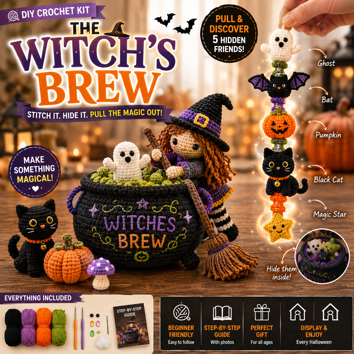 🎃 Stitch a Little Magic – Halloween Witch’s Brew DIY Crochet Kit