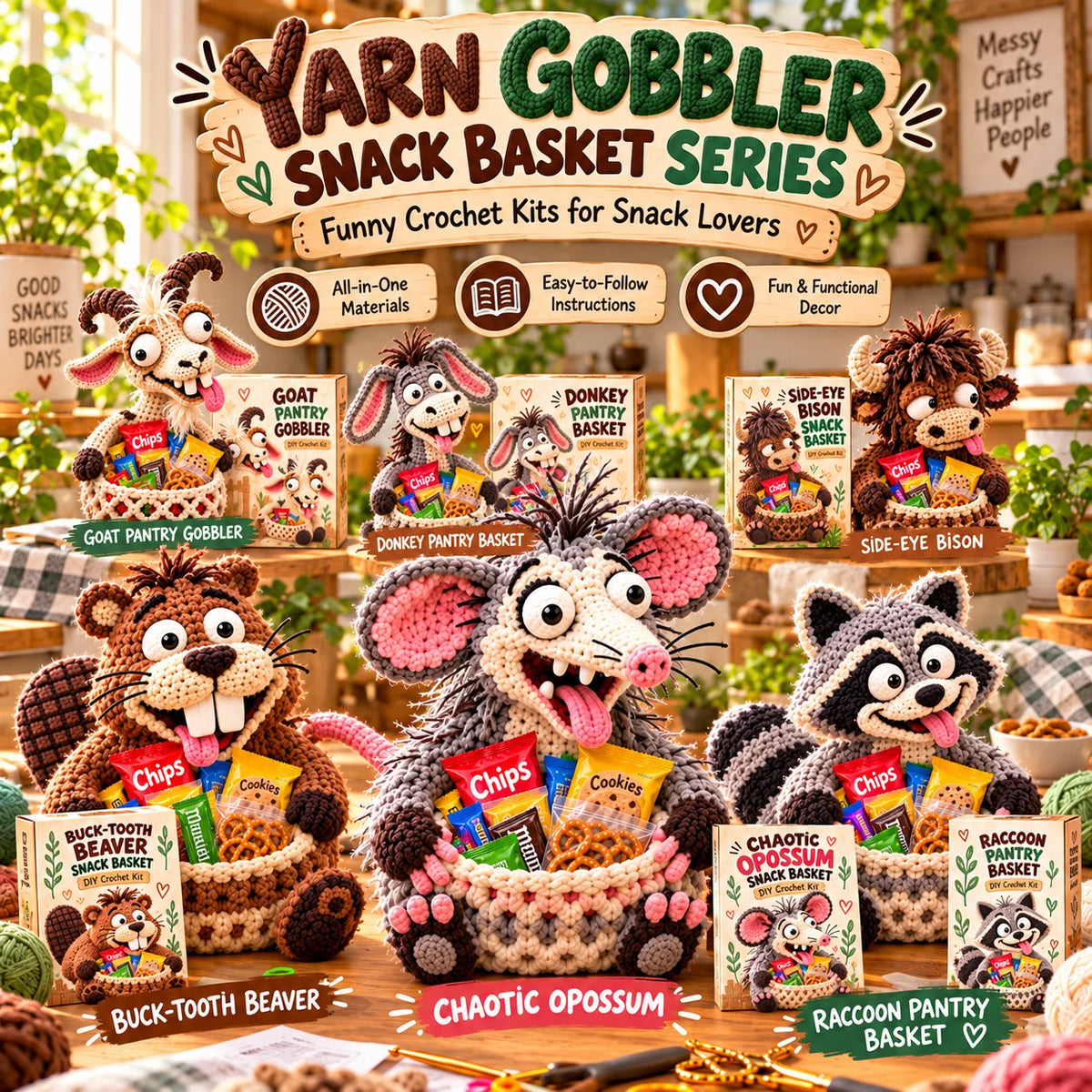 😂🍿 Hungry Little Critters – DIY Crochet Snack Baskets 🧶