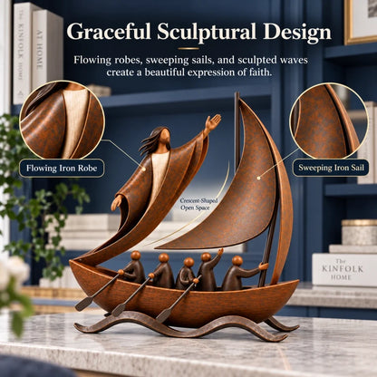 ⛵ When Life Gets Stormy, Let Faith Be Your Anchor — Peace in the Storm Sailboat Sculpture ✝️