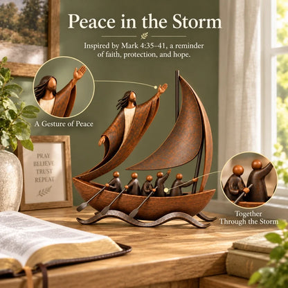 ⛵ When Life Gets Stormy, Let Faith Be Your Anchor — Peace in the Storm Sailboat Sculpture ✝️