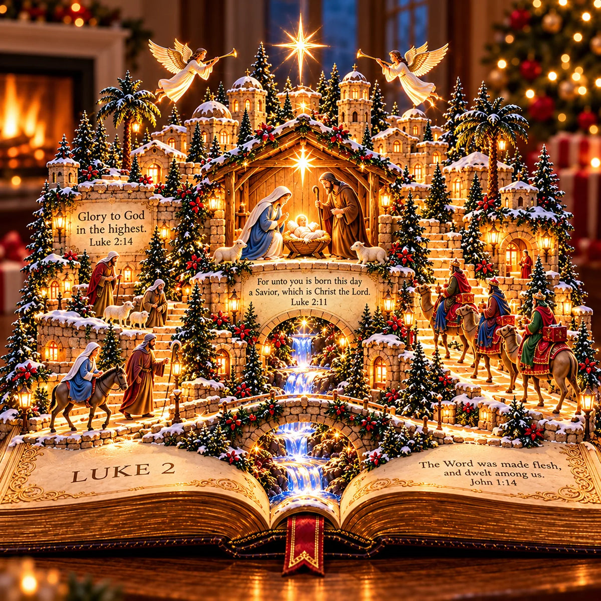 📖✨ The Living Christmas Story Bible Village™ – Illuminated Bethlehem Nativity Display