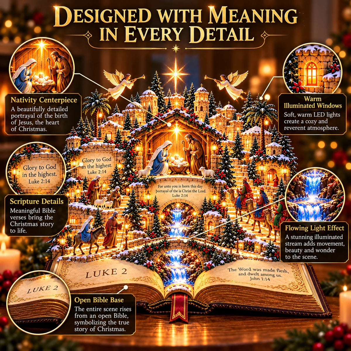 📖✨ The Living Christmas Story Bible Village™ – Illuminated Bethlehem Nativity Display