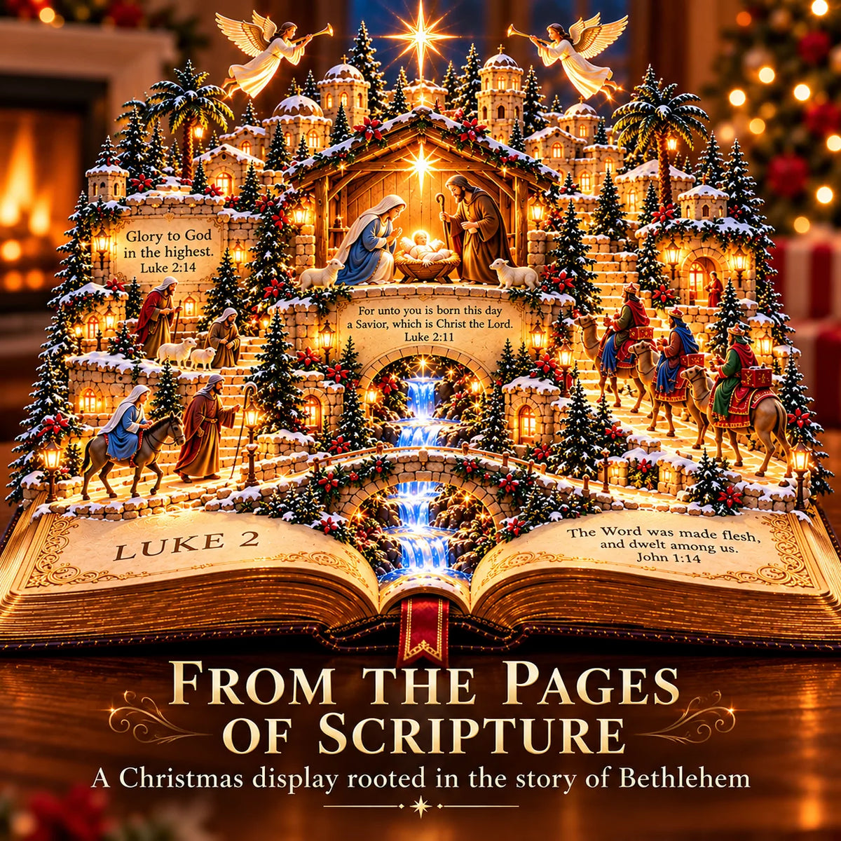 📖✨ The Living Christmas Story Bible Village™ – Illuminated Bethlehem Nativity Display