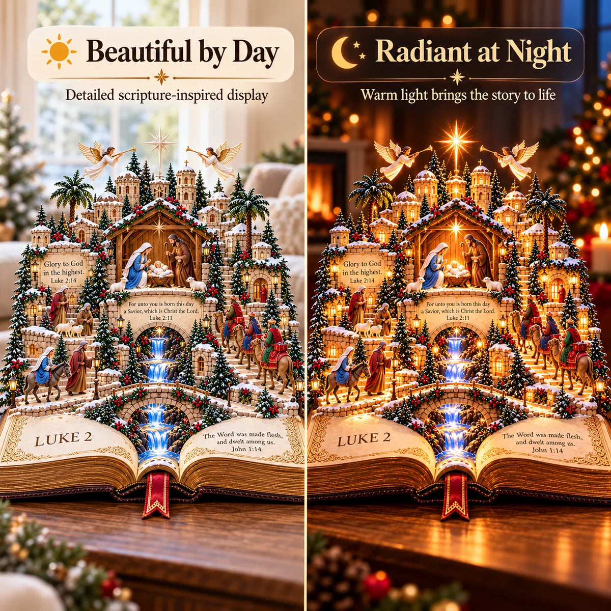 📖✨ The Living Christmas Story Bible Village™ – Illuminated Bethlehem Nativity Display