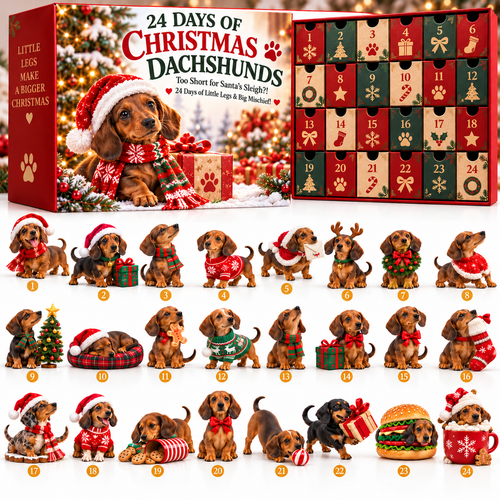BEST SELLER 🔥2026 Christmas Dachshunds – 24 Days of Little Legs & Big Mischief