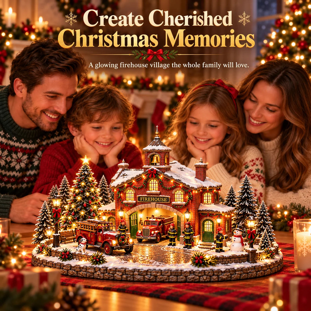 🚒 Some Heroes Never Take Christmas Off! 🎄 Lighted Vintage Firehouse Christmas Village