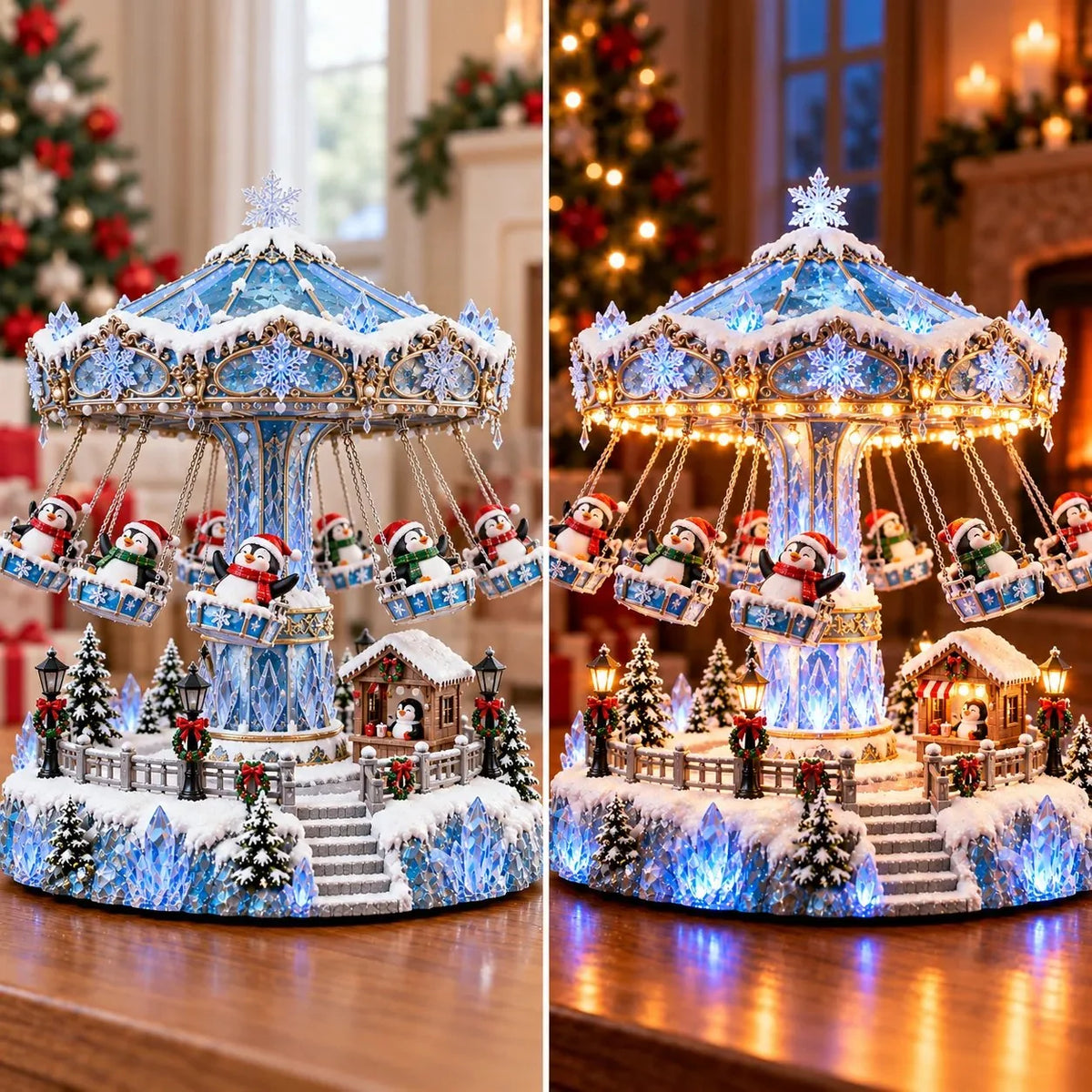 🎄 Christmas Sale 49% OFF! 🐧 Penguin Winter Swing Carnival – Light-Up Rotating Christmas Decoration ❄️✨