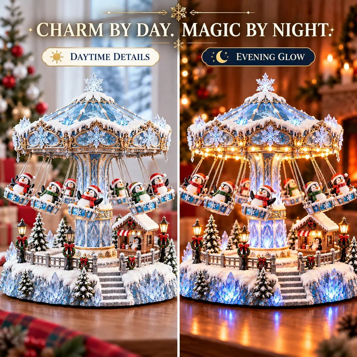 🎄 Christmas Sale 49% OFF! 🐧 Penguin Winter Swing Carnival – Light-Up Rotating Christmas Decoration ❄️✨