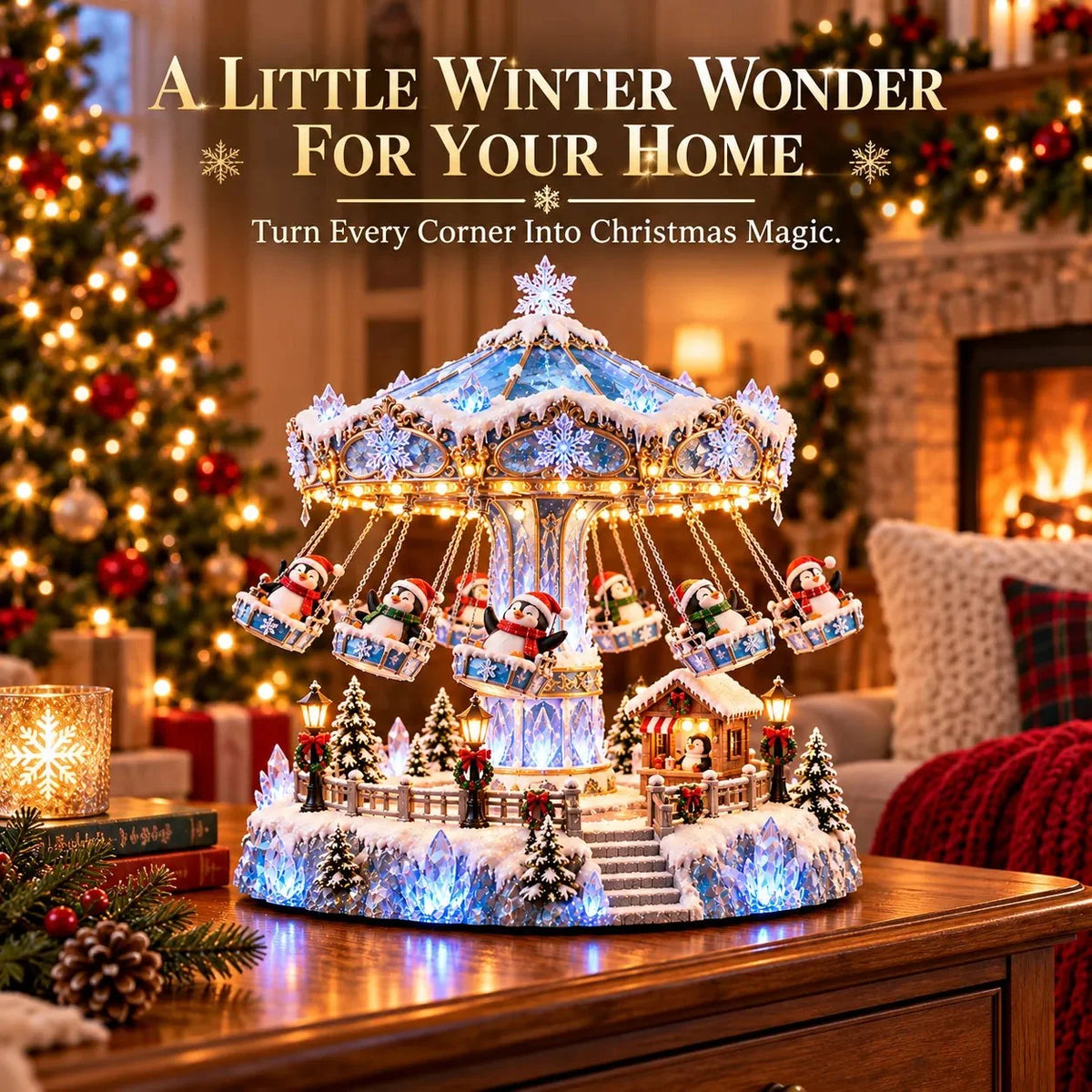 🎄 Christmas Sale 49% OFF! 🐧 Penguin Winter Swing Carnival – Light-Up Rotating Christmas Decoration ❄️✨