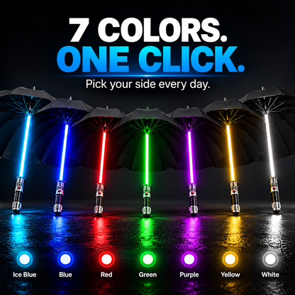 ⚡ 7-Color LED Light-Up Sword Umbrella ☔ – Sci-Fi Inspired Glowing Umbrella with One-Button Color Change