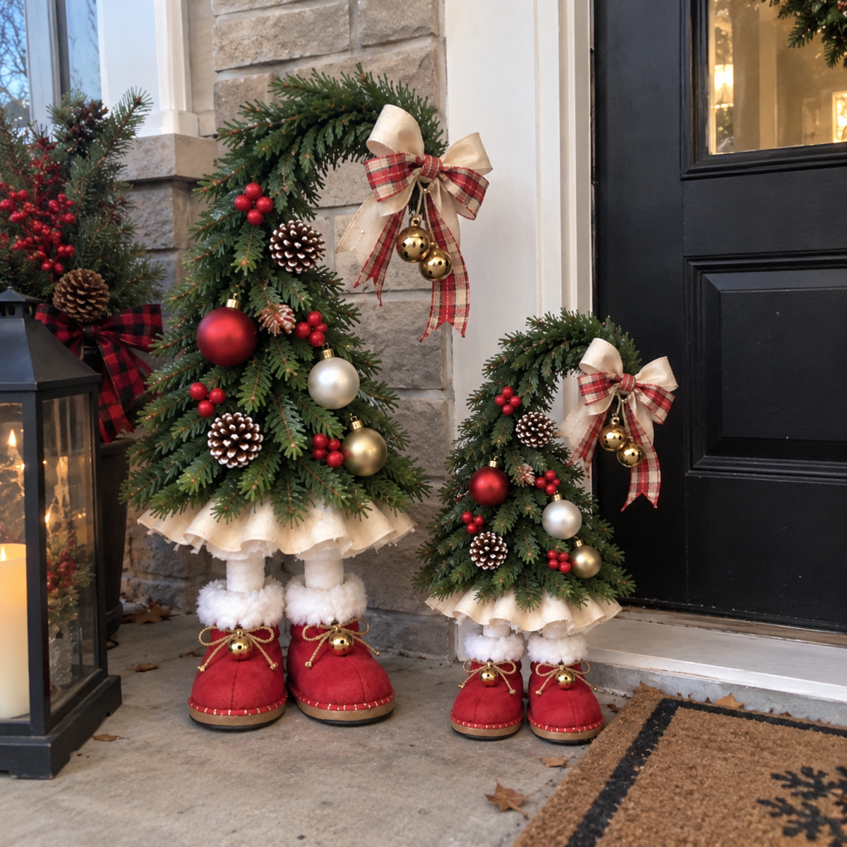 🎄 Who Gave the Christmas Trees Little Boots?! ❤️ Whimsical Christmas Tree Figurines – A Little Holiday Magic for Your Home!