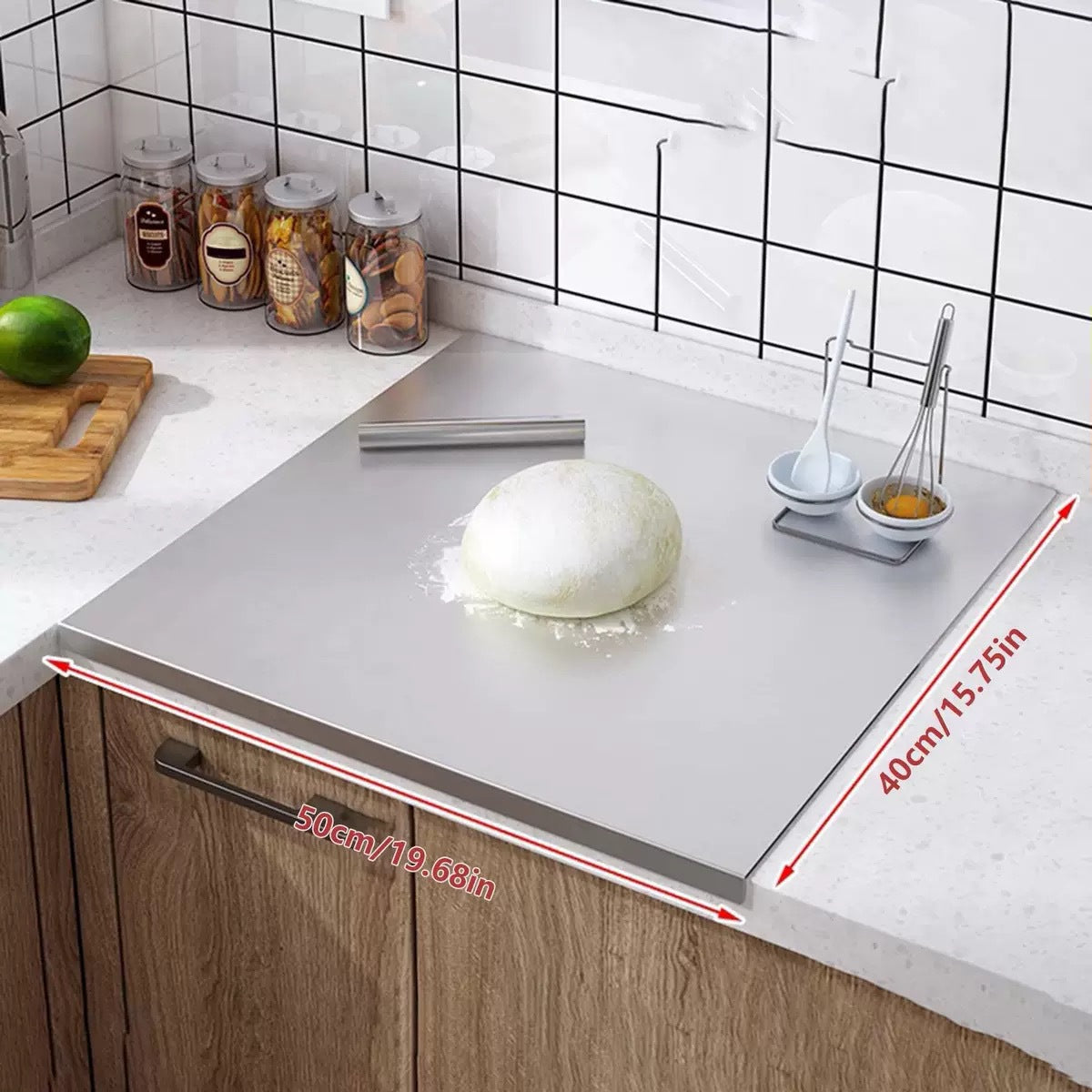 🔪 Tired of Cutting Boards That Slide? ✨ – Anti-Slip Stainless Steel Cutting Board with Edge-Lock Design