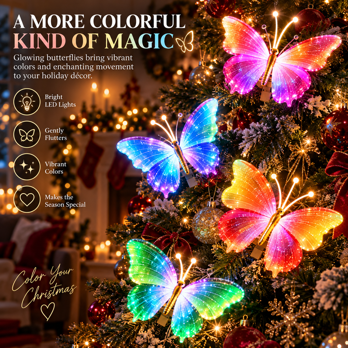 🦋 The Butterfly That Comes Alive™ — Glowing Fluttering Holiday Décor