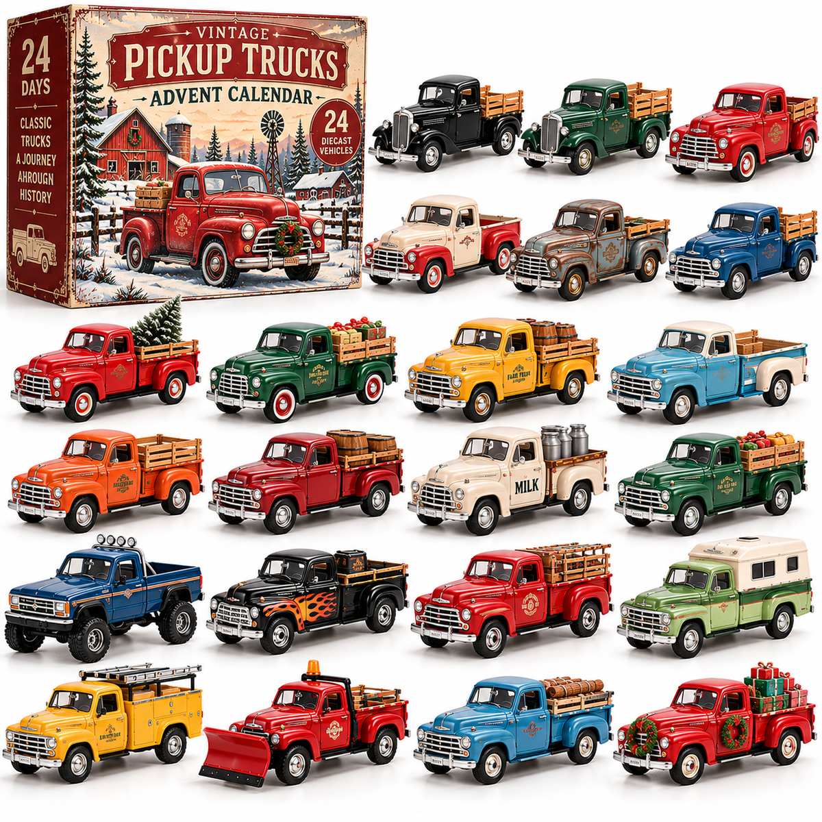 🛻 Vintage Pickup Trucks Advent Calendar – 24 Days of Classic Trucks, Timeless Memories & Christmas Surprises 🎄❤️ | A Nostalgic Gift for Dad, Grandpa & Truck Lovers