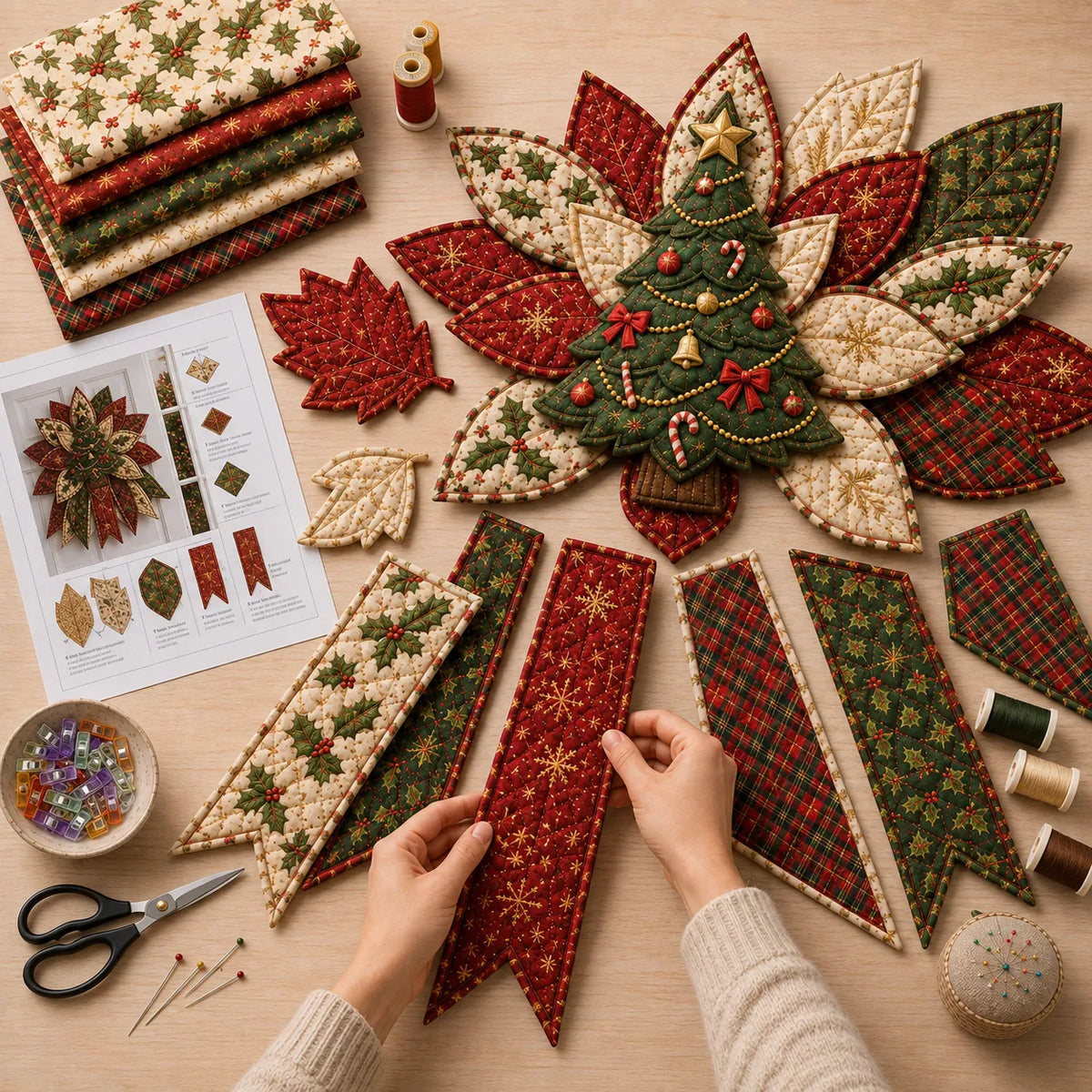 🎄Beginner-Friendly Oversized Christmas Character Quilted Door Hanger Sewing Kit | Complete Kit with All Tools & Step-by-Step Guide Included 💕