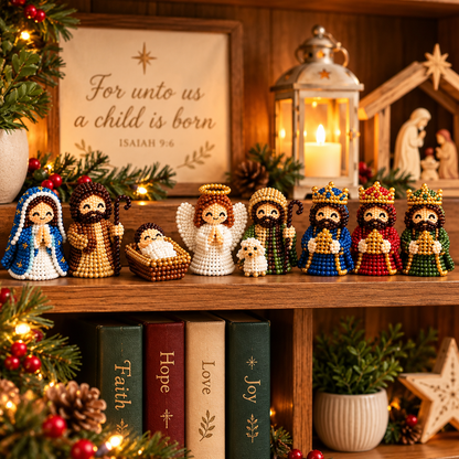 ✝️✨ Bring the Nativity to Life!3D Beaded Christmas DIY Kit – 8-Piece Set