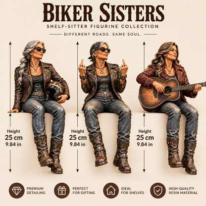 🏍️ Old Biker Soul – Women Ride Too Shelf Sitter Figurine Collection