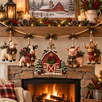 🐮 A Little Farmhouse Christmas – Cute Animal Hanging Garland
