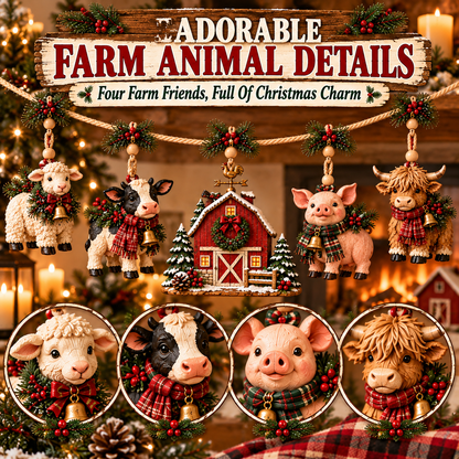 🐮 A Little Farmhouse Christmas – Cute Animal Hanging Garland