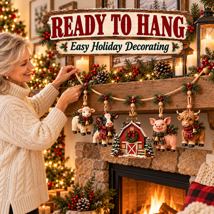 🐮 A Little Farmhouse Christmas – Cute Animal Hanging Garland