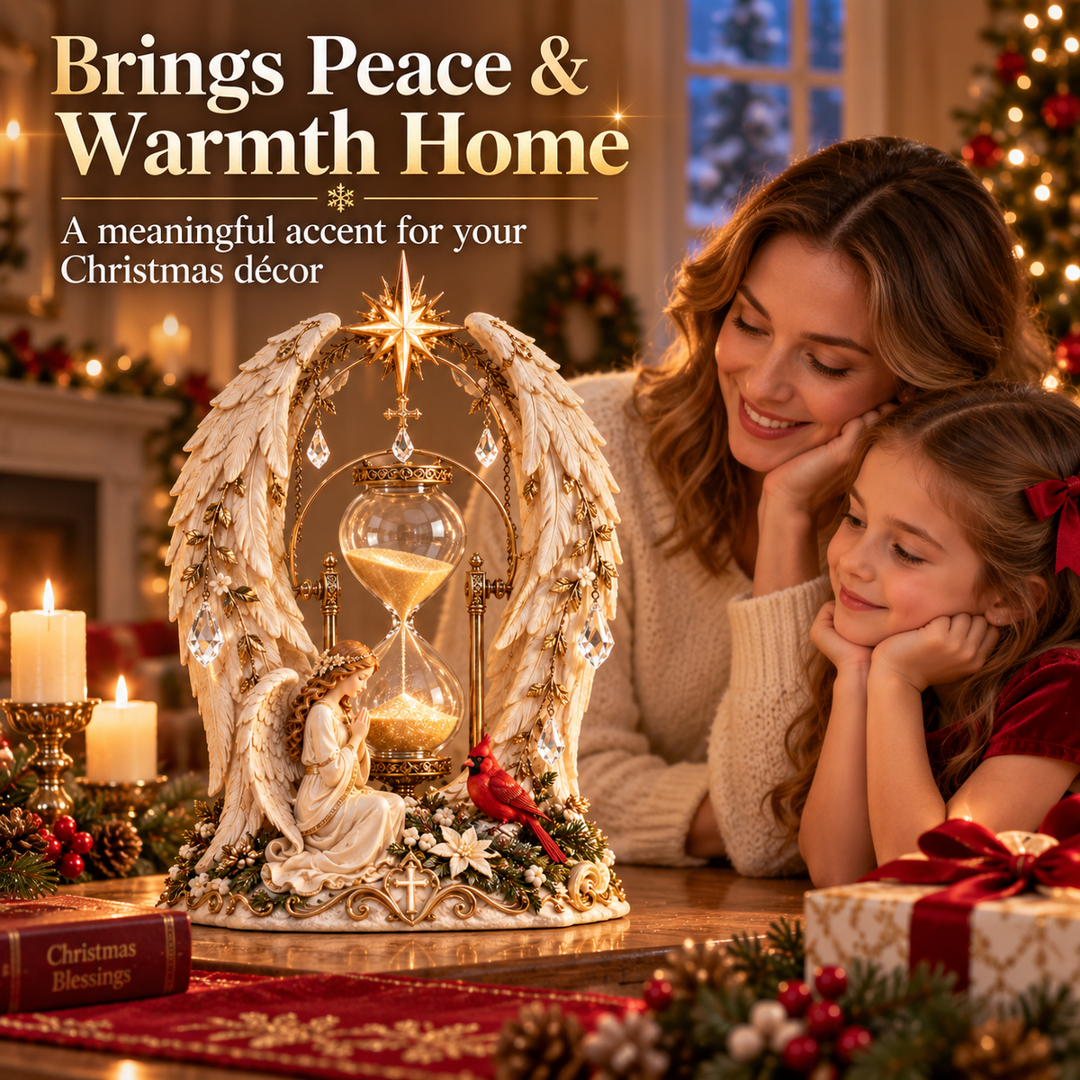 ✨ Heavenly Angel Hourglass Christmas Centerpiece 🎄 – A Timeless Symbol of Faith, Hope & Love
