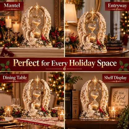 ✨ Heavenly Angel Hourglass Christmas Centerpiece 🎄 – A Timeless Symbol of Faith, Hope & Love