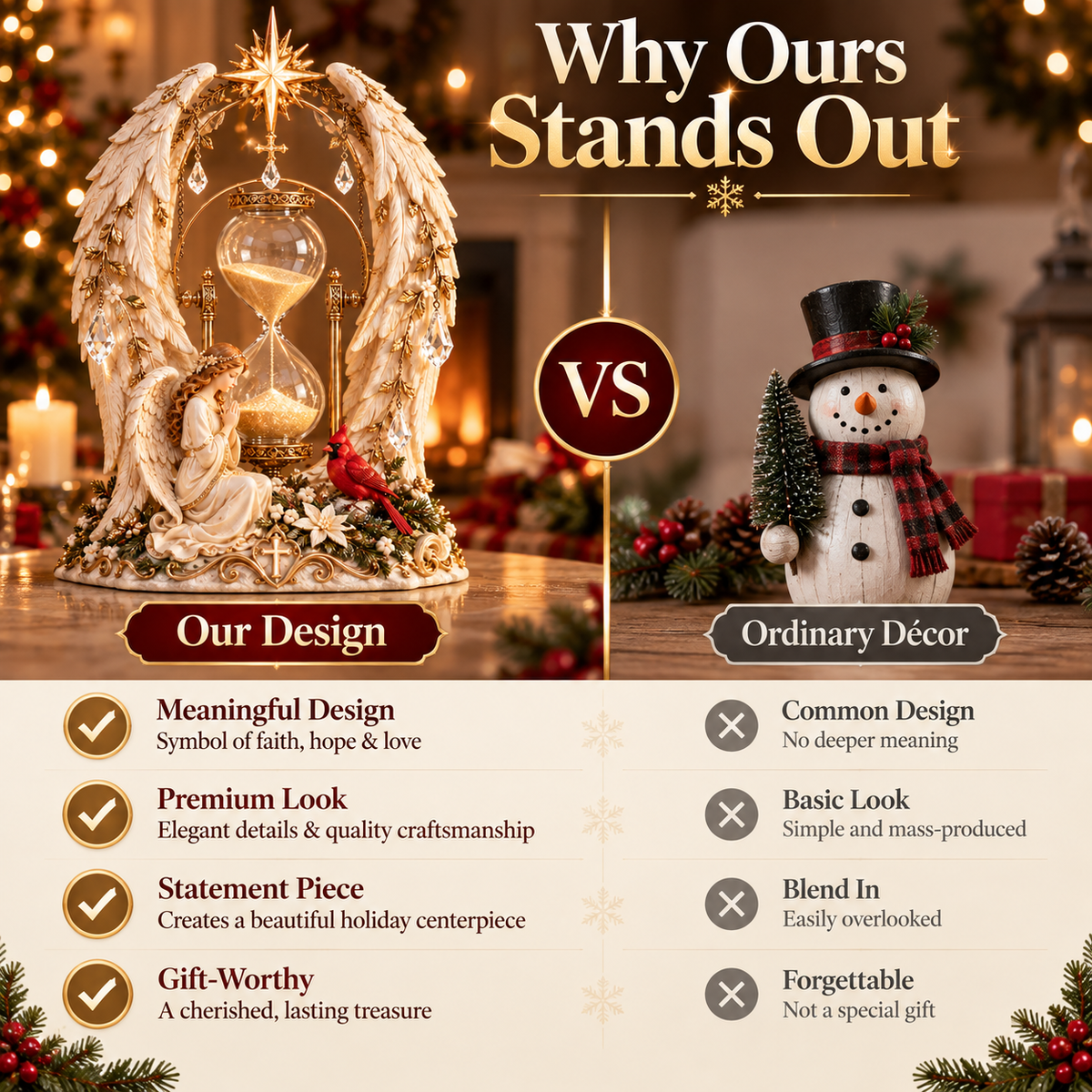 ✨ Heavenly Angel Hourglass Christmas Centerpiece 🎄 – A Timeless Symbol of Faith, Hope & Love