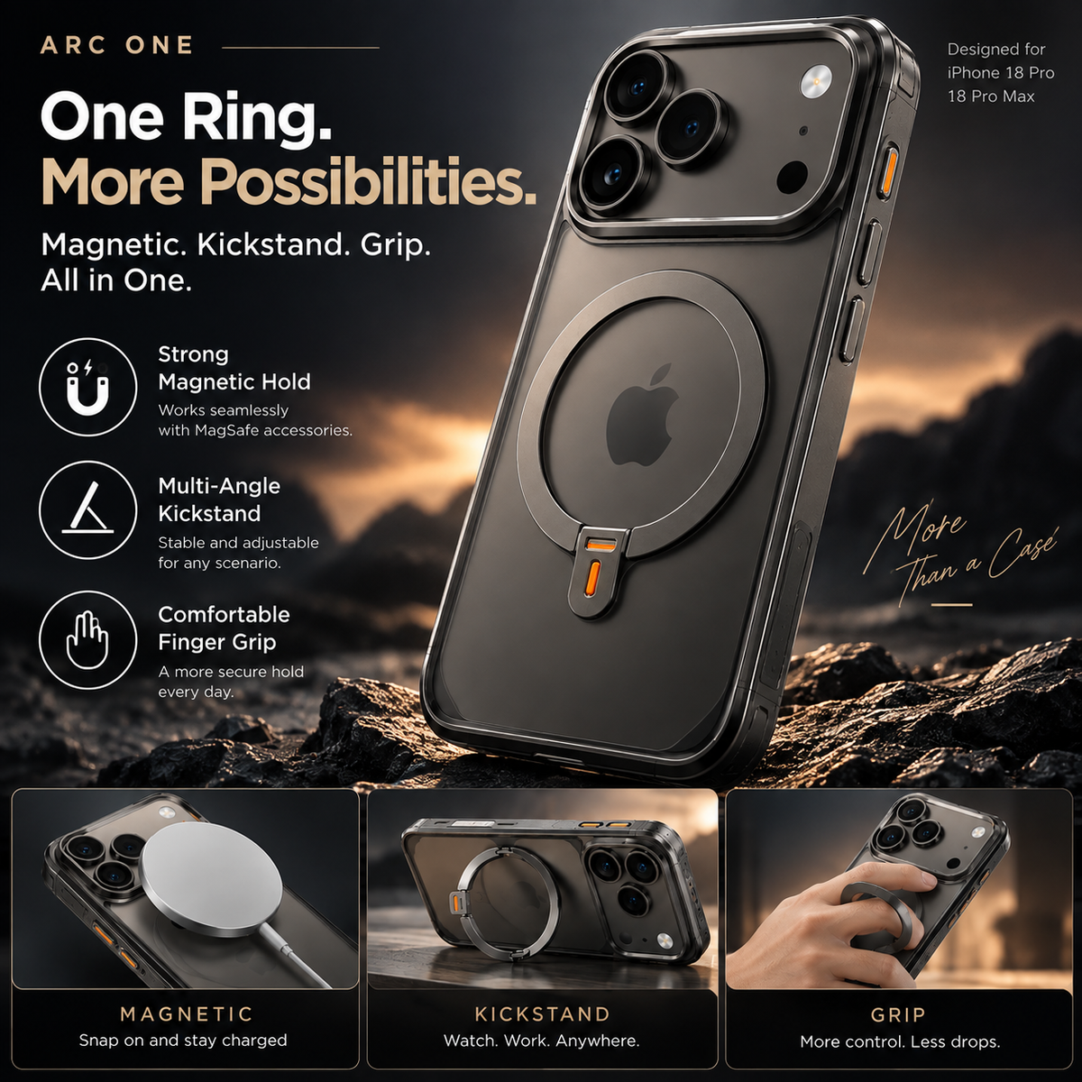 🔥Hot Sale 50% OFF! 3-in-1 Magnetic Ring Stand Case For IPhone 18 Pro & Pro Max