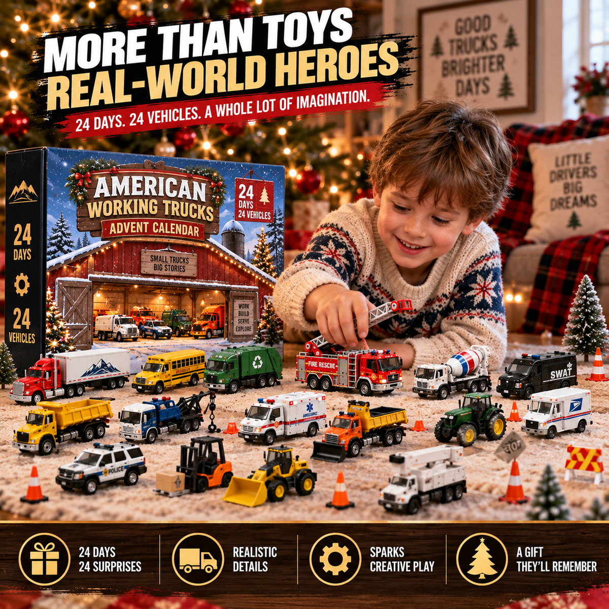 🔥Hot Sale 50% OFF! 24 Days of Working Wheels – American Truck Advent Calendar