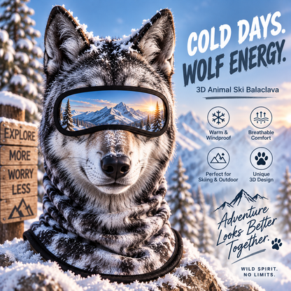 🔥🐱3D Cat Ski Balaclava Face Mask with Ears Animal&Free skiing sunglasses！！！