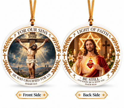 🔥LAST DAY 50% OFF ！！✝️ From Sacrifice to Eternal Love — Double-Sided Christian Ceramic Ornament