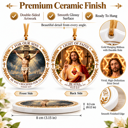 🔥LAST DAY 50% OFF ！！✝️ From Sacrifice to Eternal Love — Double-Sided Christian Ceramic Ornament