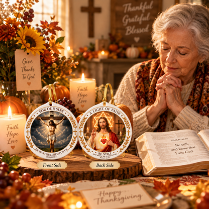 🔥LAST DAY 50% OFF ！！✝️ From Sacrifice to Eternal Love — Double-Sided Christian Ceramic Ornament