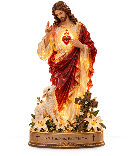 🔥 60,000+ Sold! ✝️ Jesus & Lamb Lighted Sea Glass Statue — A Beautiful Symbol of Faith
