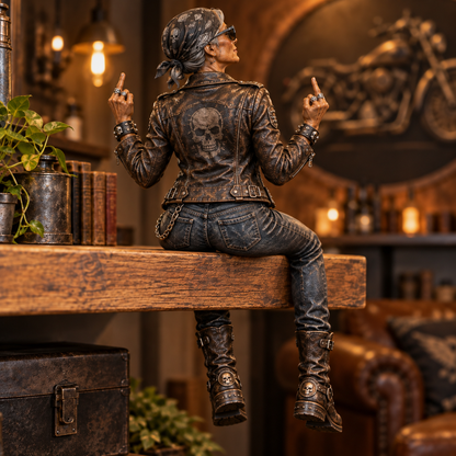 🏍️ Old Biker Soul – Women Ride Too Shelf Sitter Figurine Collection