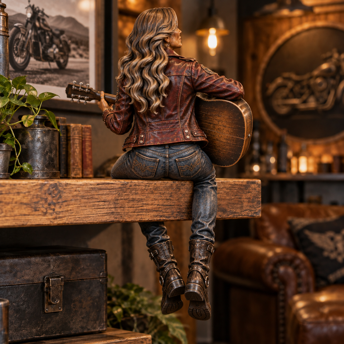 🏍️ Old Biker Soul – Women Ride Too Shelf Sitter Figurine Collection