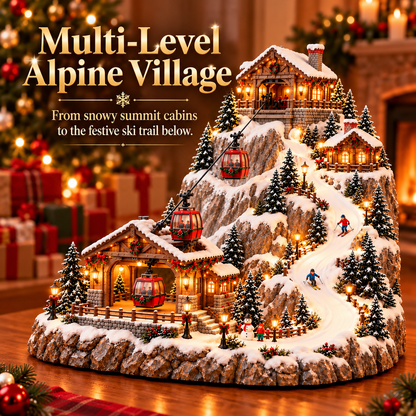 🎄 Bring the Winter Wonderland Home! 🚠 Lighted Christmas Mountain Village – Moving Cable Cars & Holiday Magic! ✨