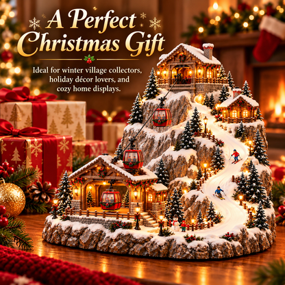 🎄 Bring the Winter Wonderland Home! 🚠 Lighted Christmas Mountain Village – Moving Cable Cars & Holiday Magic! ✨