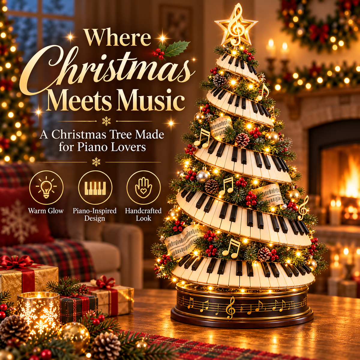🎹✨ Piano Christmas Tree Light – Lighted Musical Holiday Tree for Piano Lovers