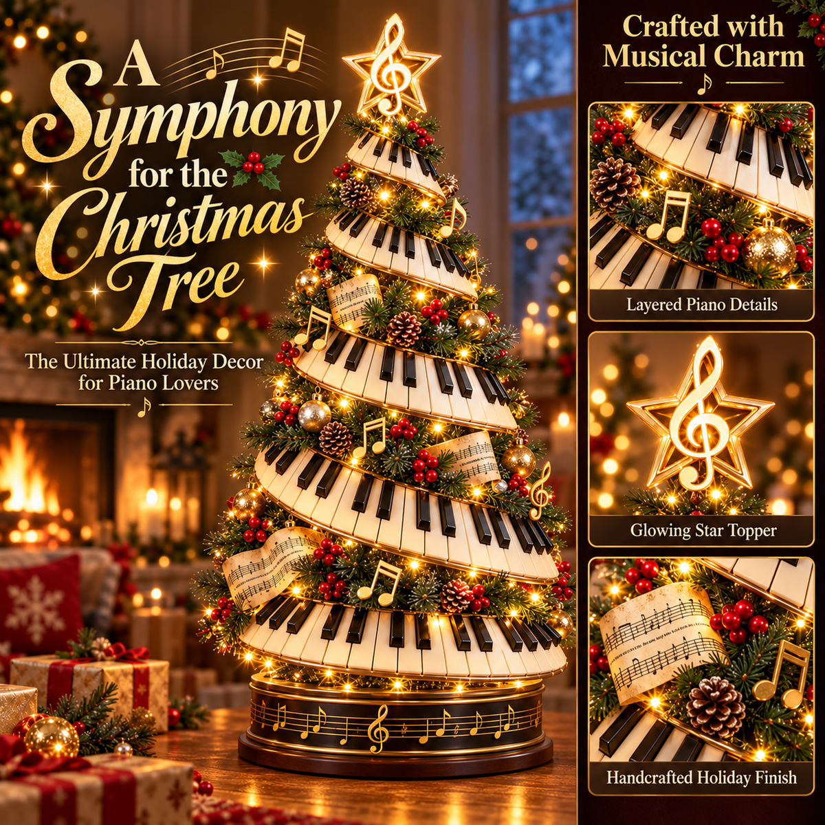 🎹✨ Piano Christmas Tree Light – Lighted Musical Holiday Tree for Piano Lovers