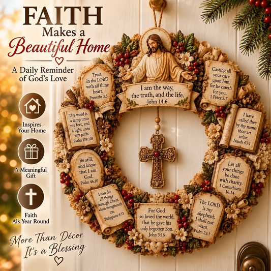 A Wreath of Faith – Jesus & Scripture Blessing Wreath